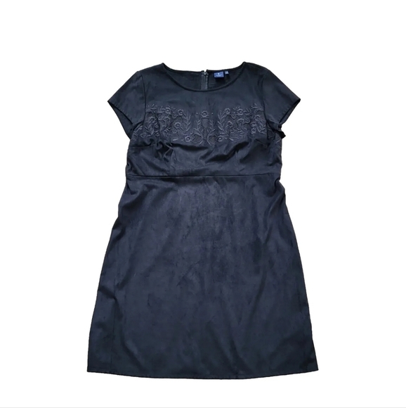Kaari Blue Womens Dress Black Size 14 Faux Suede Sheath Shift short sleeve - Picture 1 of 11